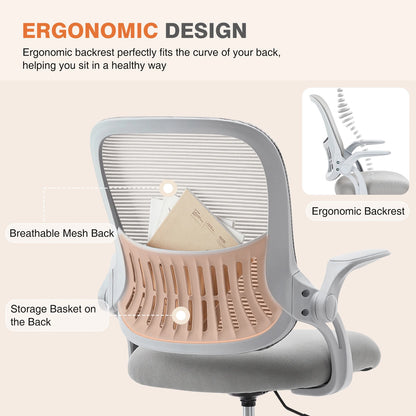 Ergonomic Office Chair - Mesh Back With Lumbar Support | Adjustable Height & Flip-Up Armrests - ZOOMNSTORE