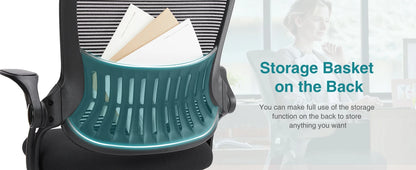 Ergonomic Office Chair - Mesh Back With Lumbar Support | Adjustable Height & Flip-Up Armrests - ZOOMNSTORE