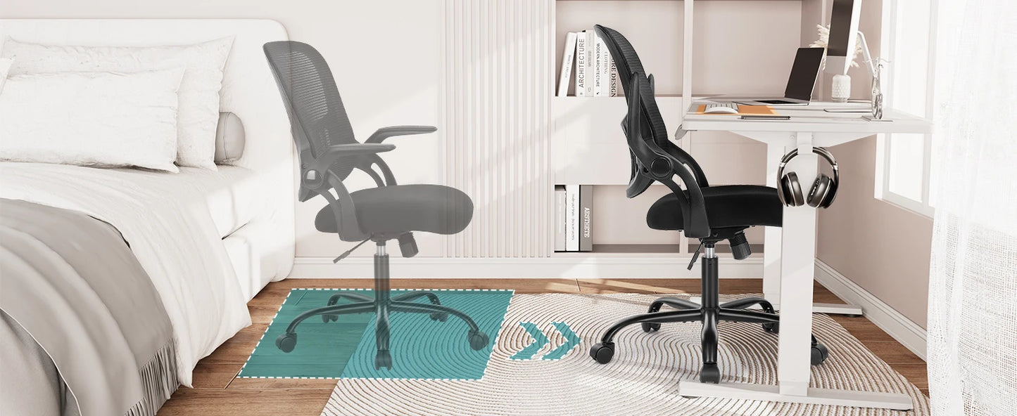 Ergonomic Office Chair - Mesh Back With Lumbar Support | Adjustable Height & Flip-Up Armrests - ZOOMNSTORE