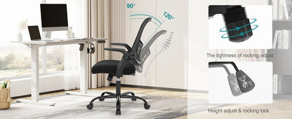 Ergonomic Office Chair - Mesh Back With Lumbar Support | Adjustable Height & Flip-Up Armrests - ZOOMNSTORE