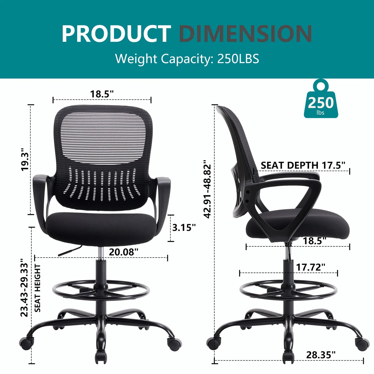 Ergonomic Office Chair - Mesh Back With Lumbar Support | Adjustable Height & Flip-Up Armrests - ZOOMNSTORE