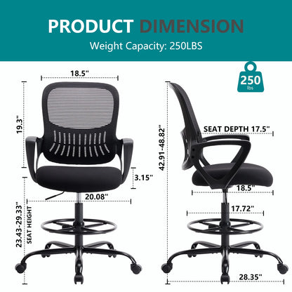 Ergonomic Office Chair - Mesh Back With Lumbar Support | Adjustable Height & Flip-Up Armrests - ZOOMNSTORE