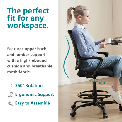 Ergonomic Office Chair - Mesh Back With Lumbar Support | Adjustable Height & Flip-Up Armrests - ZOOMNSTORE