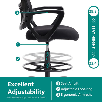 Ergonomic Office Chair - Mesh Back With Lumbar Support | Adjustable Height & Flip-Up Armrests - ZOOMNSTORE
