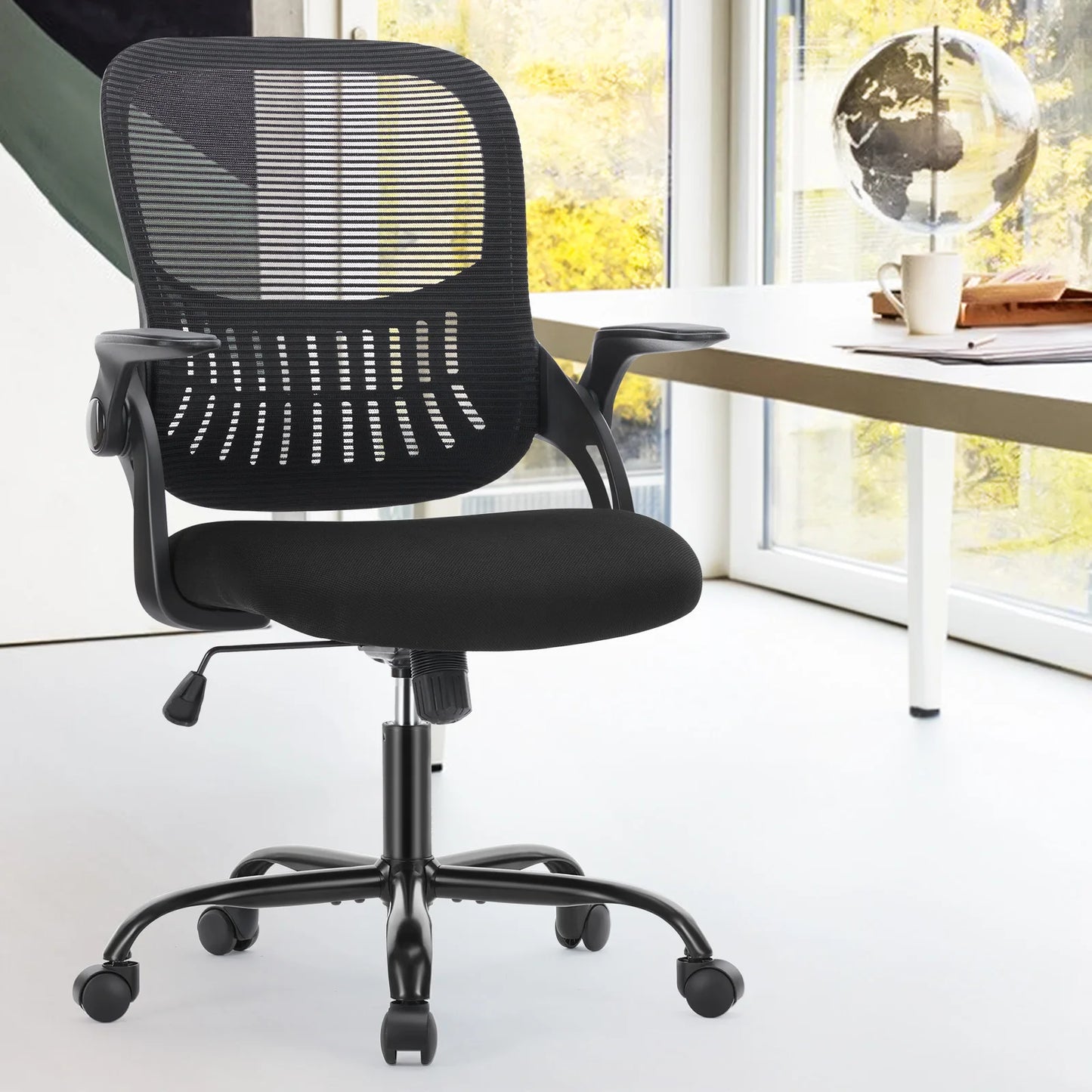 Ergonomic Office Chair - Mesh Back With Lumbar Support | Adjustable Height & Flip-Up Armrests - ZOOMNSTORE
