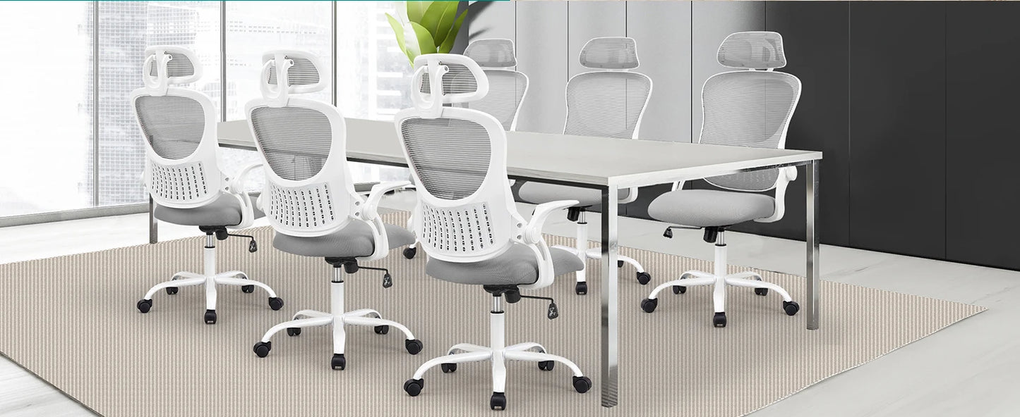 Ergonomic Office Chair - Mesh Desk Chair With Adjustable Headrest & Flip-Up Armrests - ZOOMNSTORE