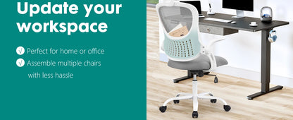 Ergonomic Office Chair - Mesh Desk Chair With Adjustable Headrest & Flip-Up Armrests - ZOOMNSTORE