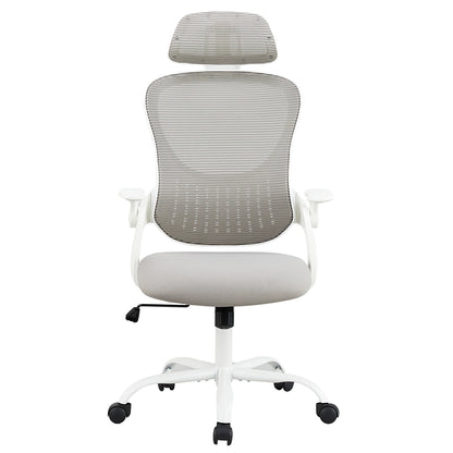 Ergonomic Office Chair - Mesh Desk Chair With Adjustable Headrest & Flip-Up Armrests - ZOOMNSTORE