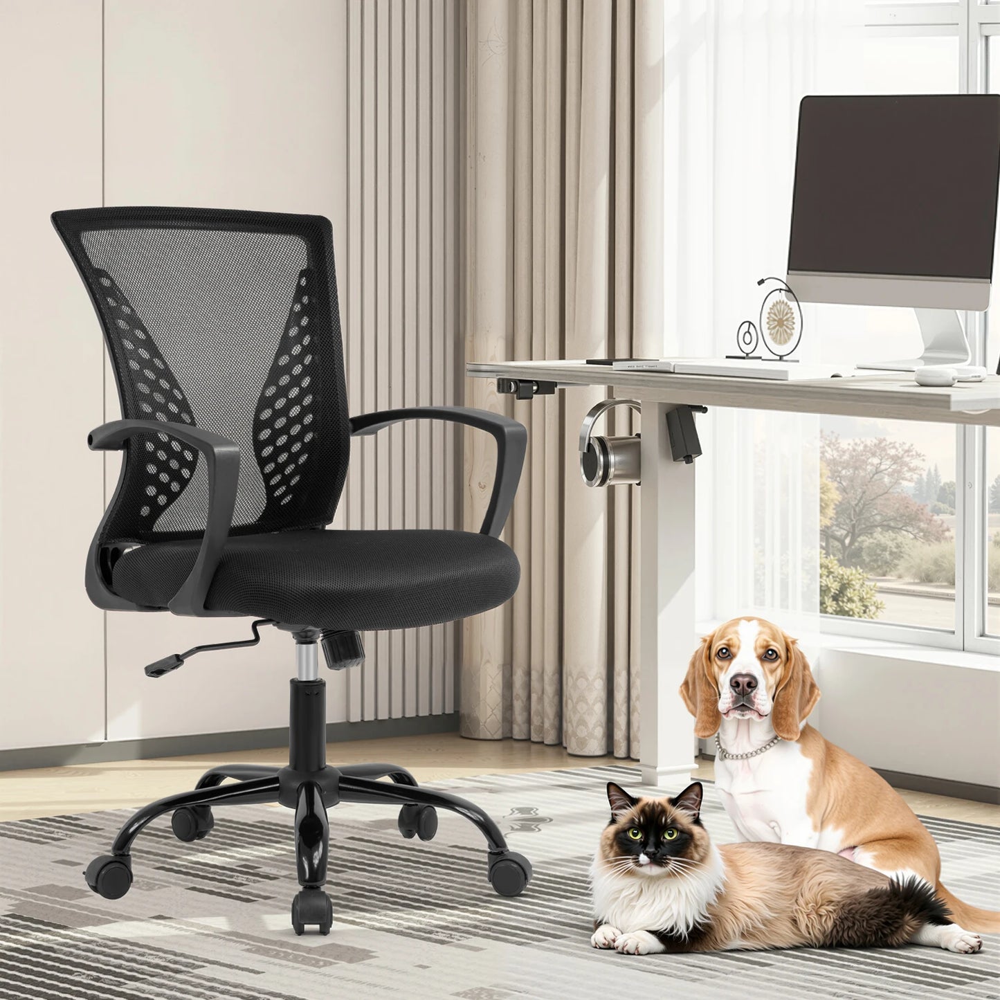 Ergonomic Office Chair - Mesh Desk Chair with Lumbar Support & Adjustable Height - ZOOMNSTORE