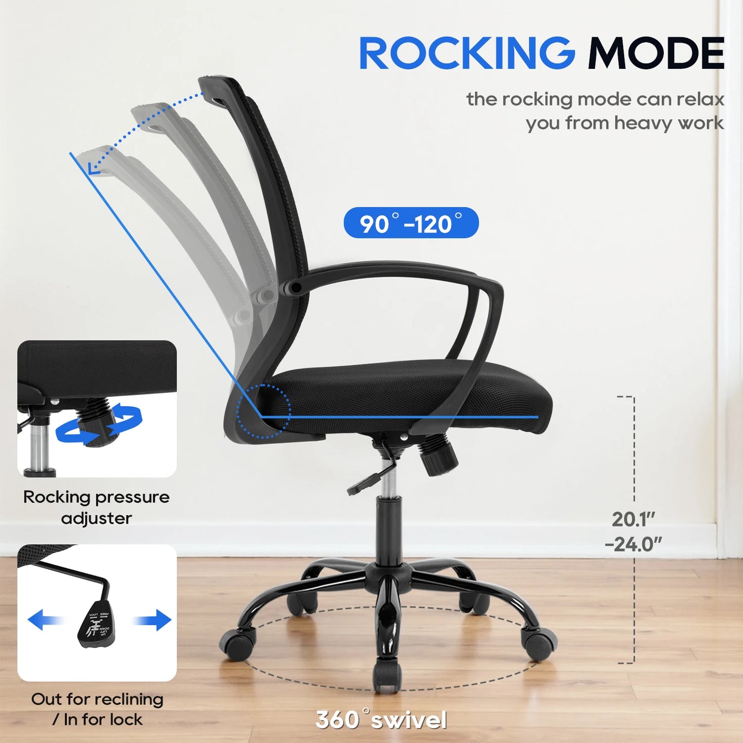 Ergonomic Office Chair - Mesh Desk Chair with Lumbar Support & Adjustable Height - ZOOMNSTORE