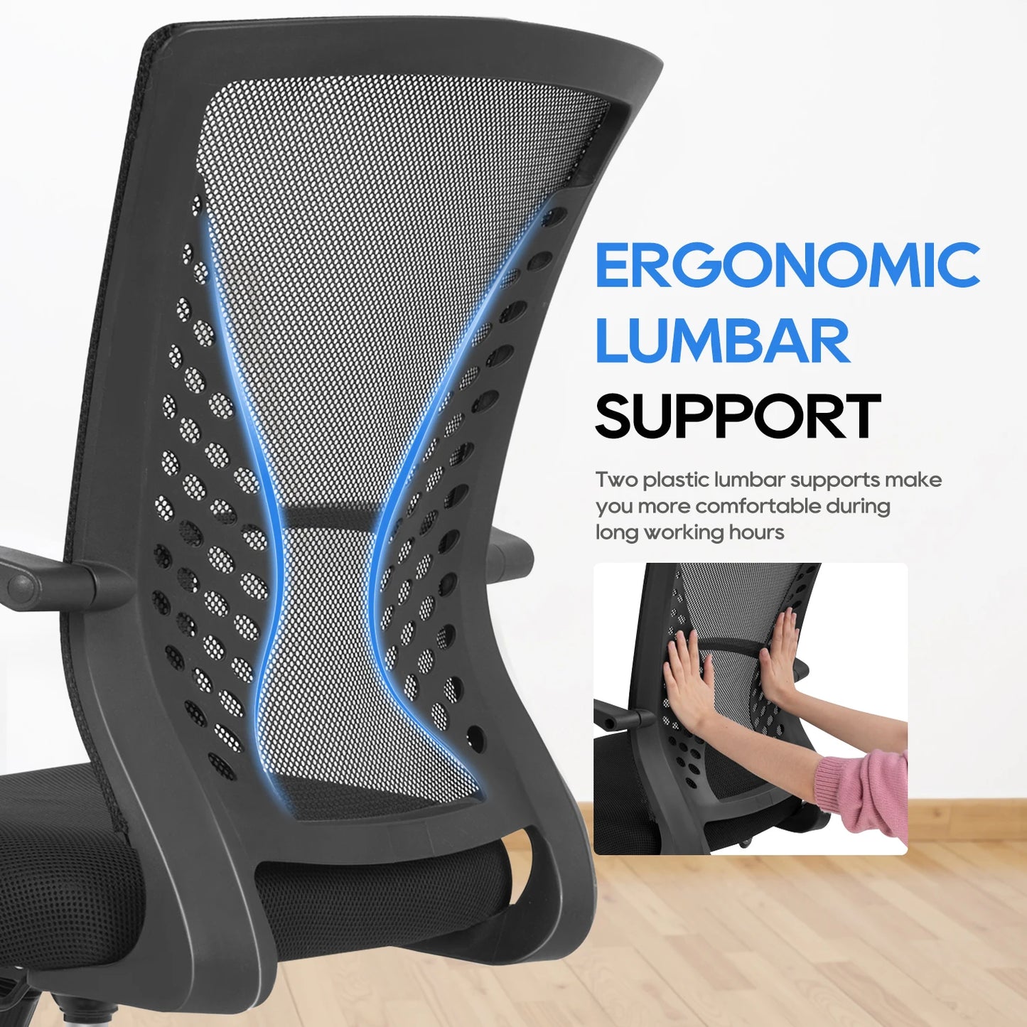 Ergonomic Office Chair - Mesh Desk Chair with Lumbar Support & Adjustable Height - ZOOMNSTORE