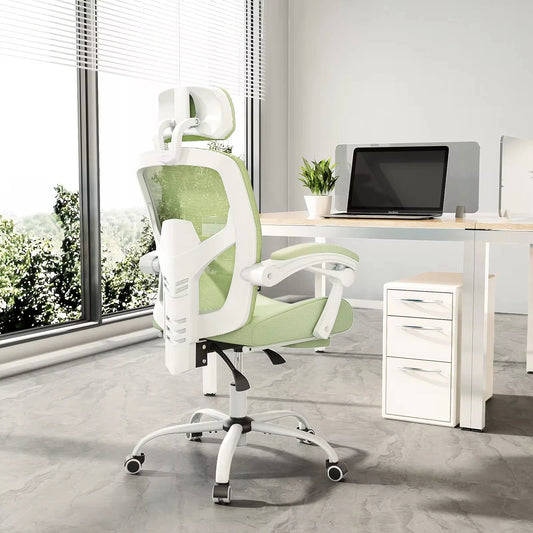Ergonomic Reclining Office Chair - High Back Mesh Desk Chair With Lumbar Support Pillow & Adjustable Headrest - ZOOMNSTORE