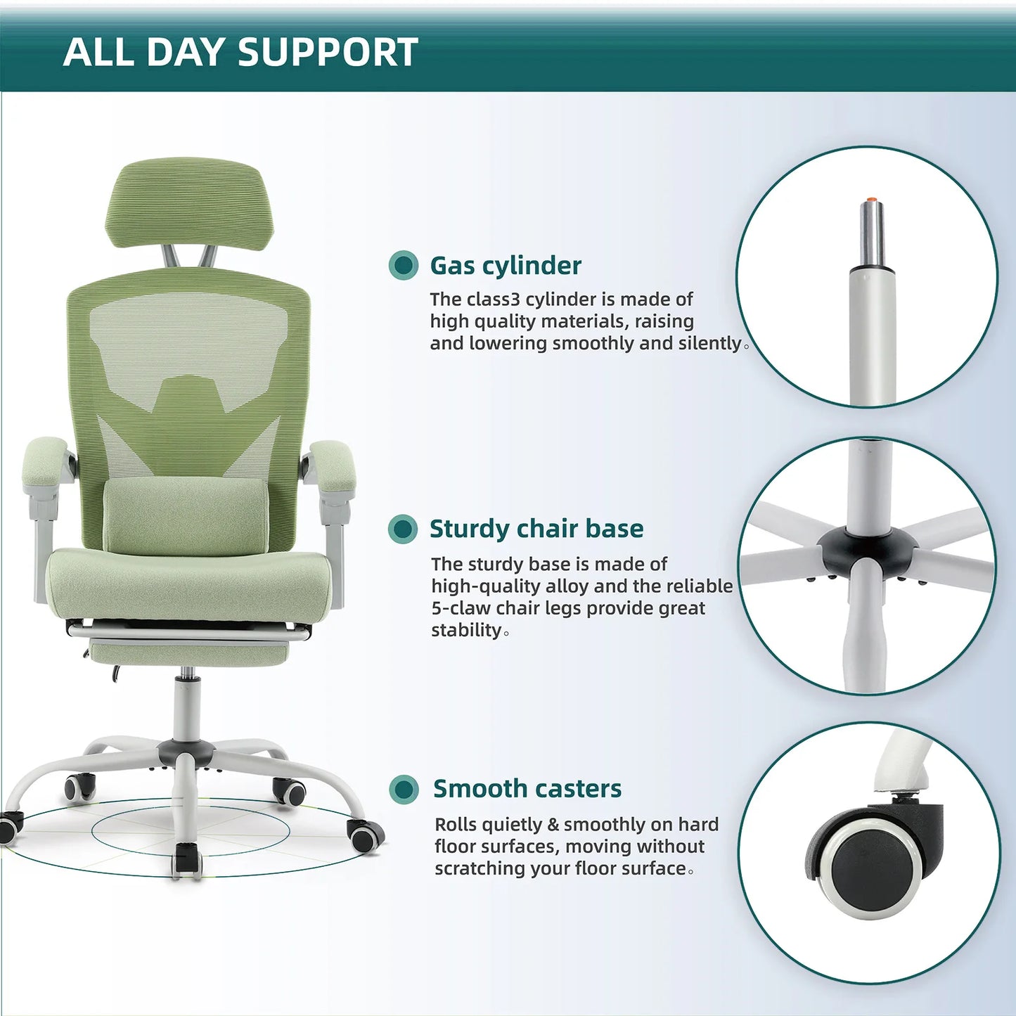 Ergonomic Reclining Office Chair - High Back Mesh Desk Chair With Lumbar Support Pillow & Adjustable Headrest - ZOOMNSTORE