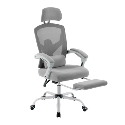 Ergonomic Reclining Office Chair - High Back Mesh Desk Chair With Lumbar Support Pillow & Adjustable Headrest - ZOOMNSTORE