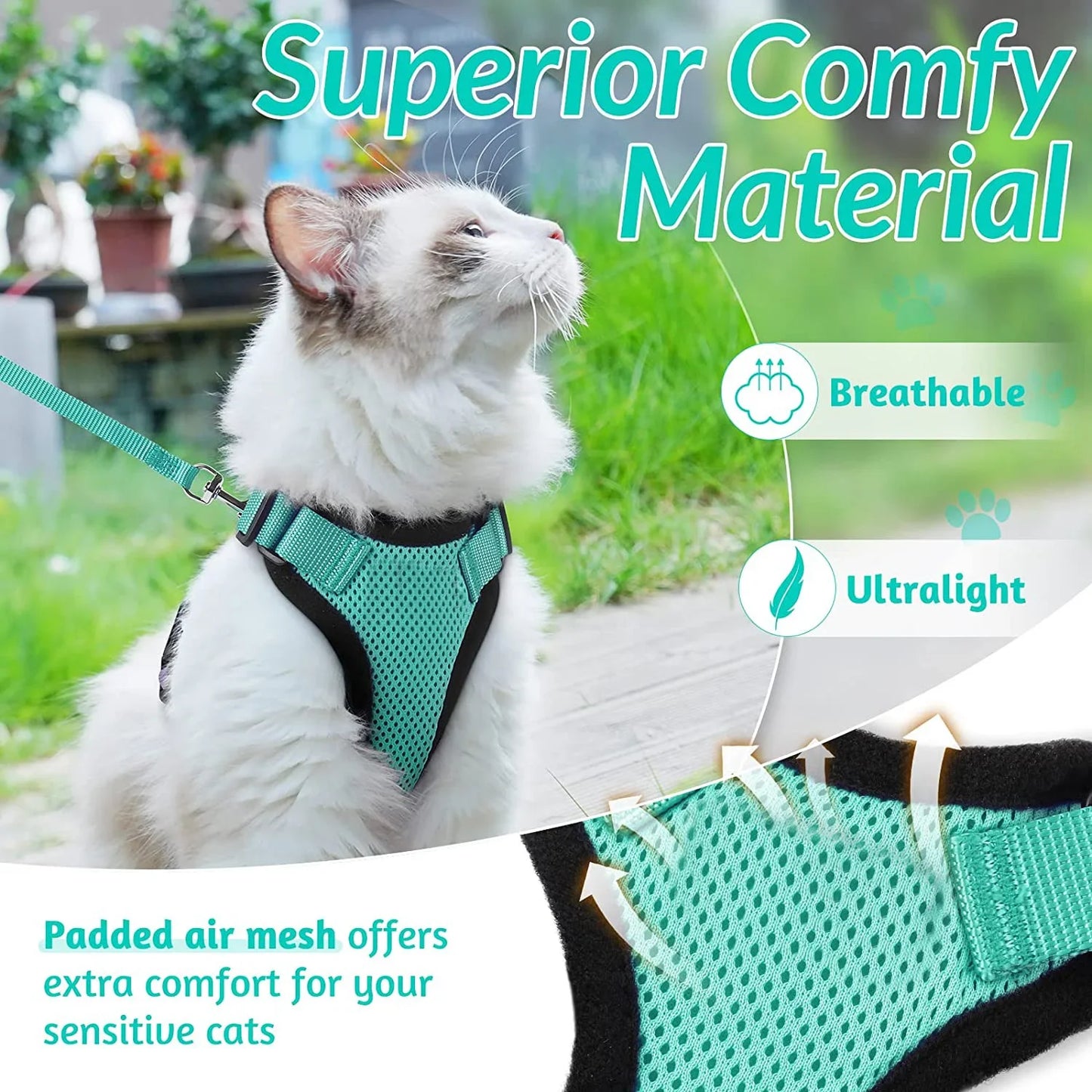Escape Proof Cat Harness and Leash - Adjustable Soft Vest for Walking - ZOOMNSTORE