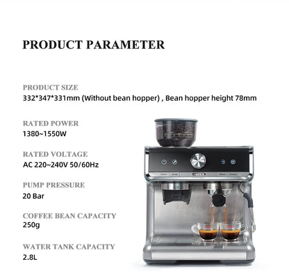 HiBREW Barista Pro Espresso Machine - 20 Bar Bean to Cup Coffee Maker for Cafes and Restaurants - ZOOMNSTORE