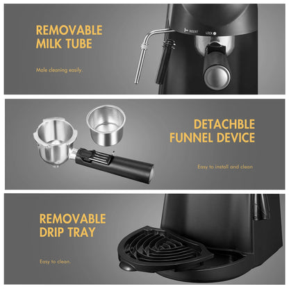 Yabano Espresso Machine, 3.5Bar Espresso Coffee Maker, Espresso and Cappuccino Machine with Milk Frother, Espresso Maker with St - ZOOMNSTORE