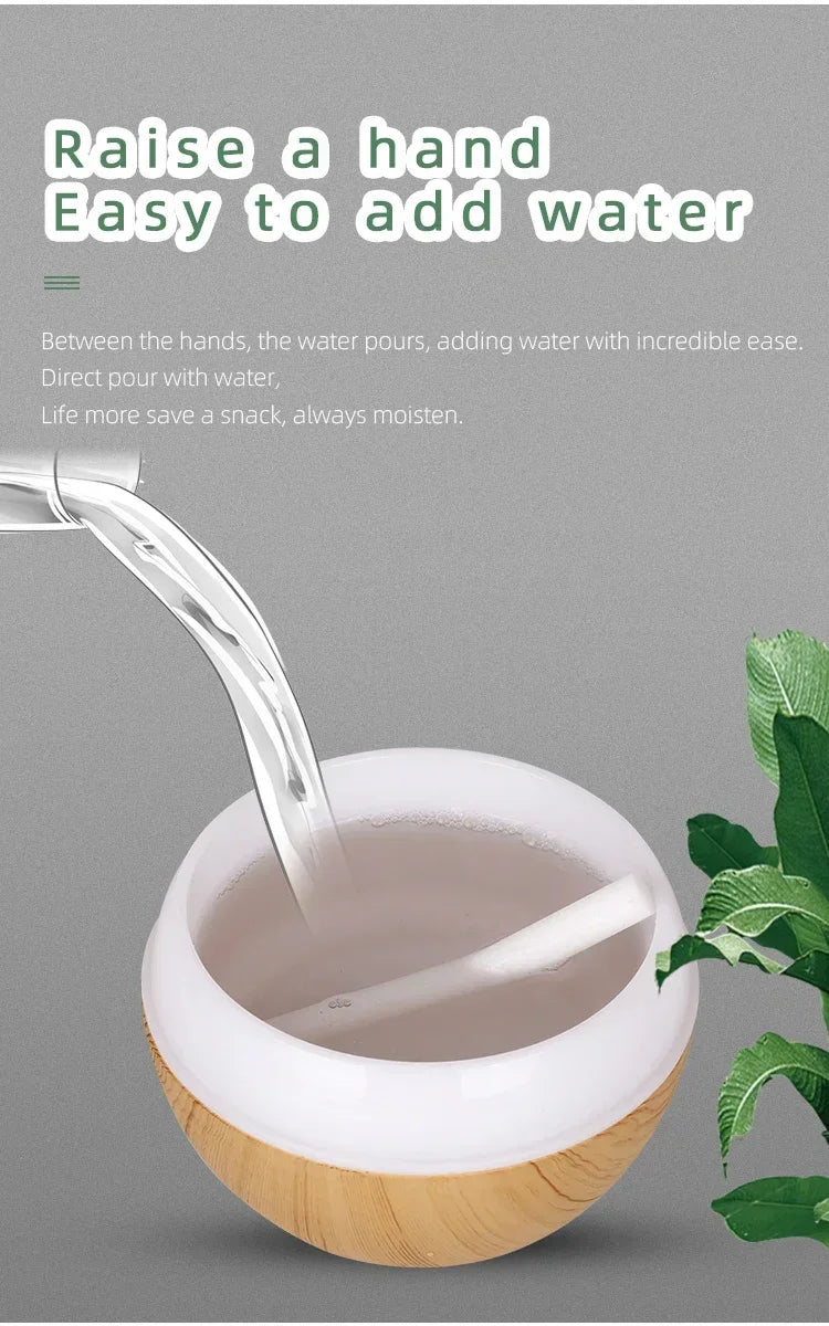 Wood Grain Essential Oil Diffuser - 350ML Ultrasonic Humidifier with Remote Control and 7 Color LED Light - ZOOMNSTORE