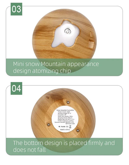 Wood Grain Essential Oil Diffuser - 350ML Ultrasonic Humidifier with Remote Control and 7 Color LED Light - ZOOMNSTORE