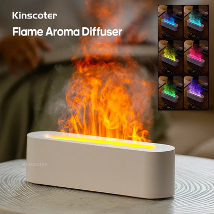 Aroma Diffuser  Humidifier - Ultrasonic Essential Oil Diffuser with RGB Flame Night Light - ZOOMNSTORE