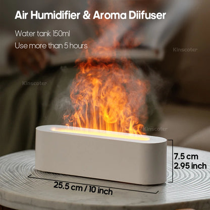 Aroma Diffuser  Humidifier - Ultrasonic Essential Oil Diffuser with RGB Flame Night Light - ZOOMNSTORE