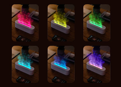 Aroma Diffuser  Humidifier - Ultrasonic Essential Oil Diffuser with RGB Flame Night Light - ZOOMNSTORE