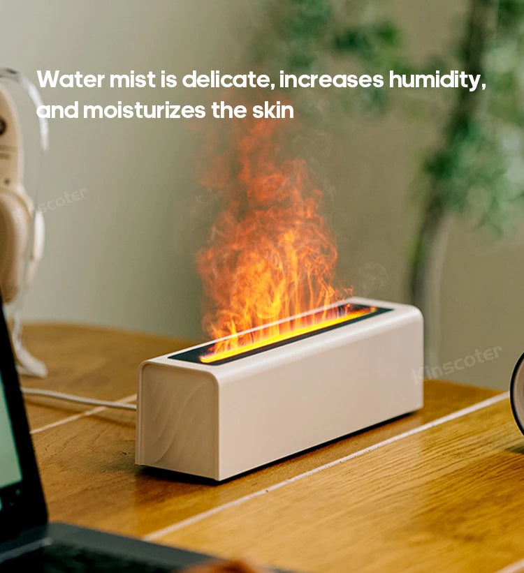 Aroma Diffuser  Humidifier - Ultrasonic Essential Oil Diffuser with RGB Flame Night Light - ZOOMNSTORE