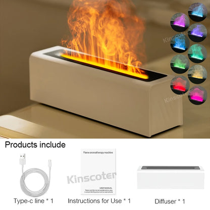 Aroma Diffuser  Humidifier - Ultrasonic Essential Oil Diffuser with RGB Flame Night Light - ZOOMNSTORE
