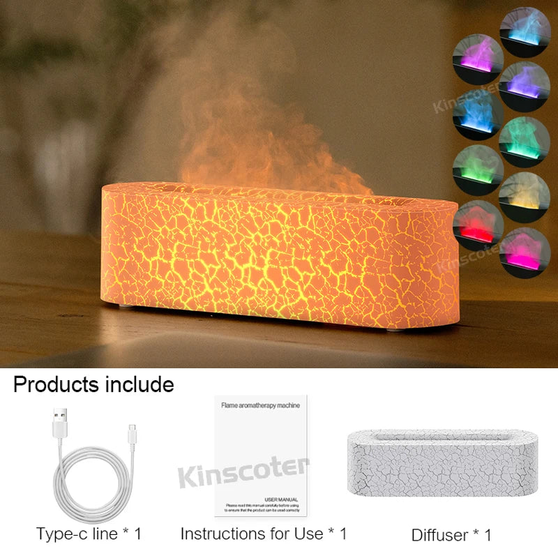 Aroma Diffuser  Humidifier - Ultrasonic Essential Oil Diffuser with RGB Flame Night Light - ZOOMNSTORE