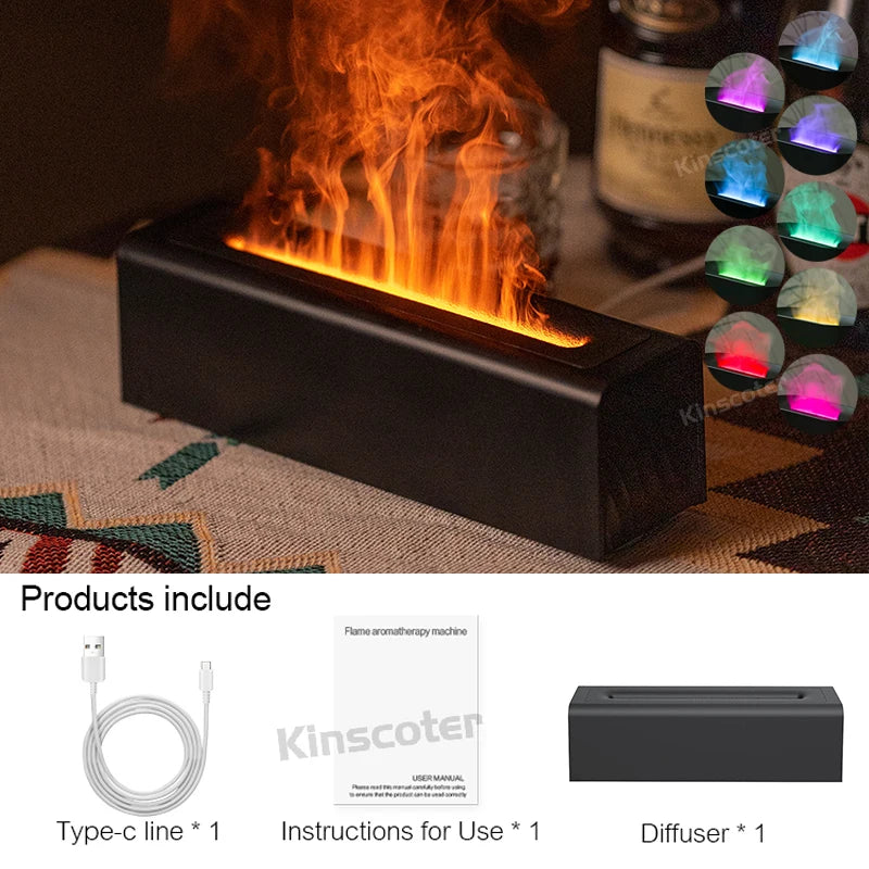 Aroma Diffuser  Humidifier - Ultrasonic Essential Oil Diffuser with RGB Flame Night Light - ZOOMNSTORE