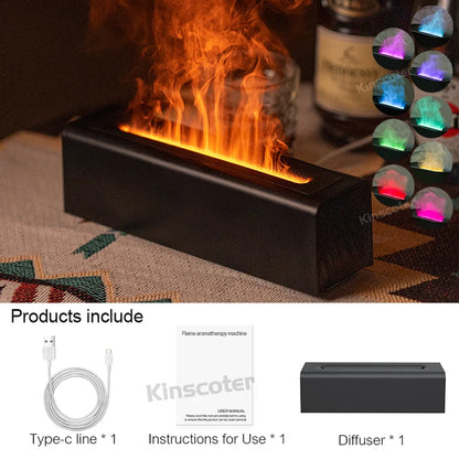 Aroma Diffuser  Humidifier - Ultrasonic Essential Oil Diffuser with RGB Flame Night Light - ZOOMNSTORE