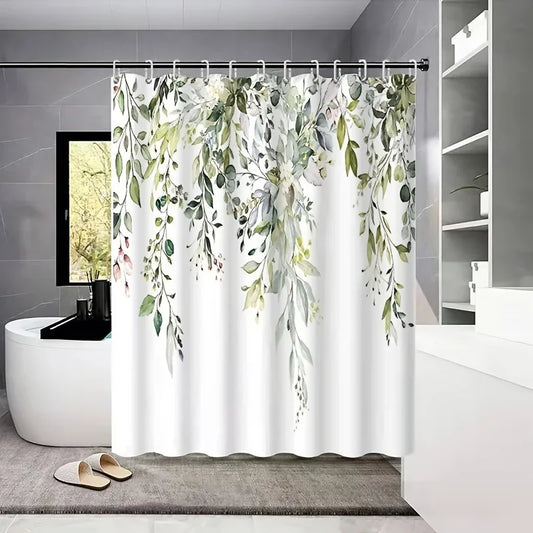Eucalyptus Shower Curtain - Small Fresh Leaves Easy-Clean Hook Included - ZOOMNSTORE