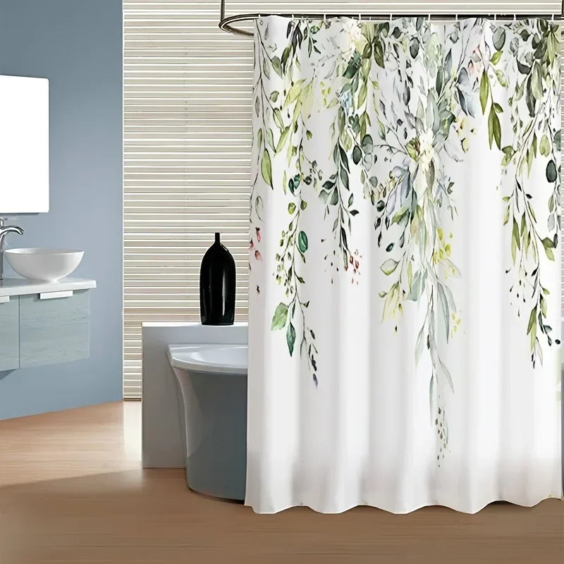 Eucalyptus Shower Curtain - Small Fresh Leaves Easy-Clean Hook Included - ZOOMNSTORE