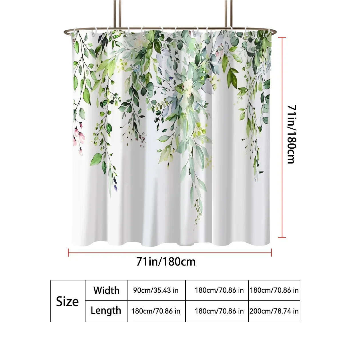Eucalyptus Shower Curtain - Small Fresh Leaves Easy-Clean Hook Included - ZOOMNSTORE