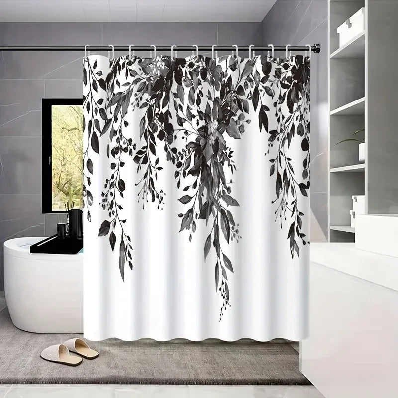 Eucalyptus Shower Curtain - Small Fresh Leaves Easy-Clean Hook Included - ZOOMNSTORE
