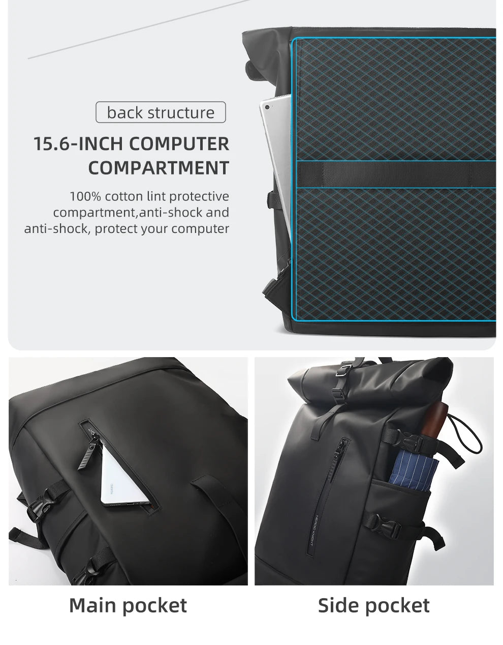 Expandable Waterproof Travel Backpack - Large Capacity 156 Laptop Bag with USB Port - ZOOMNSTORE