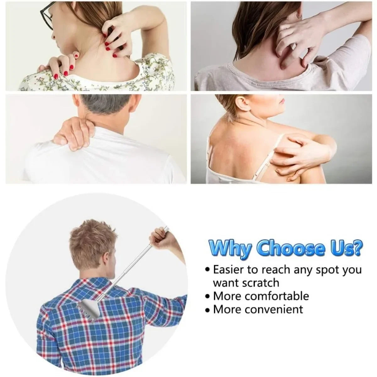 Extendable Back Scratcher – Telescopic Stainless Steel Portable Back Massager - ZOOMNSTORE