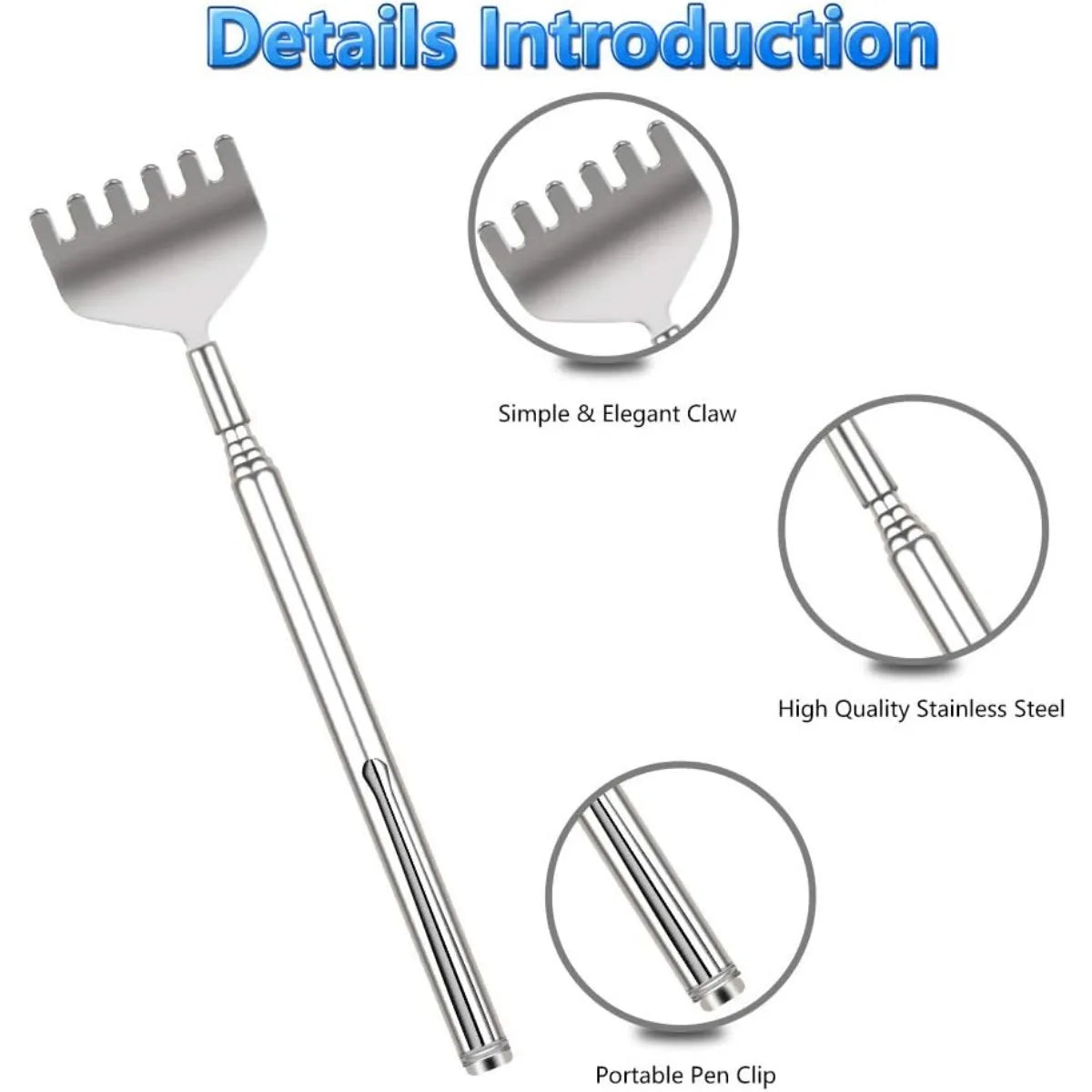 Extendable Back Scratcher – Telescopic Stainless Steel Portable Back Massager - ZOOMNSTORE