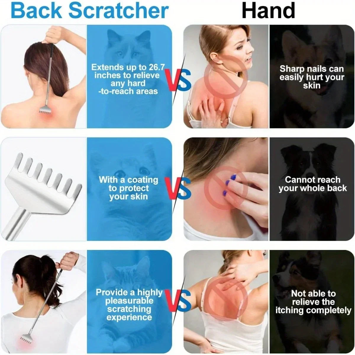 Extendable Back Scratcher – Telescopic Stainless Steel Scratch Claw Tool with Comfortable Grip - ZOOMNSTORE
