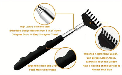 Extendable Back Scratcher – Telescopic Stainless Steel Scratch Claw Tool with Comfortable Grip - ZOOMNSTORE