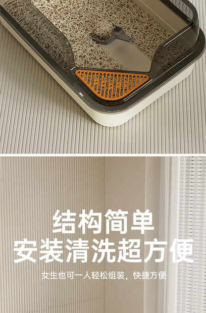 Extra Large Splashproof Cat Litter Box - Pet Toilet Tray  Cleaning Basin - ZOOMNSTORE