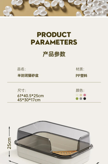 Extra Large Splashproof Cat Litter Box - Pet Toilet Tray  Cleaning Basin - ZOOMNSTORE