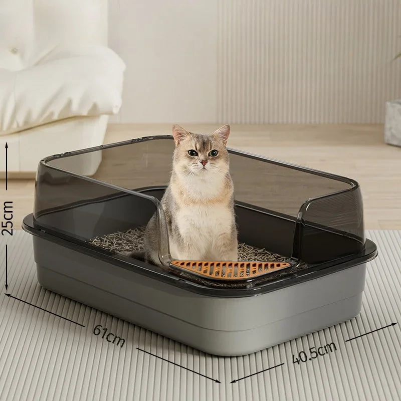 Extra Large Splashproof Cat Litter Box - Pet Toilet Tray  Cleaning Basin - ZOOMNSTORE