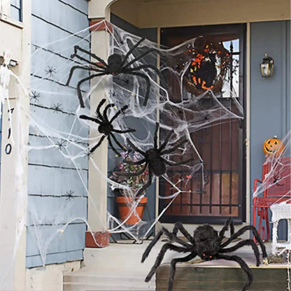 Extra Large Plush Black Spider - Halloween Haunted House Decoration Outdoor Party Prop - ZOOMNSTORE