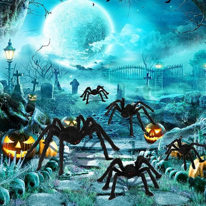 Extra Large Plush Black Spider - Halloween Haunted House Decoration Outdoor Party Prop - ZOOMNSTORE