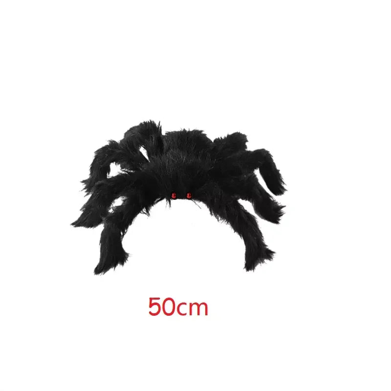 Extra Large Plush Black Spider - Halloween Haunted House Decoration Outdoor Party Prop - ZOOMNSTORE