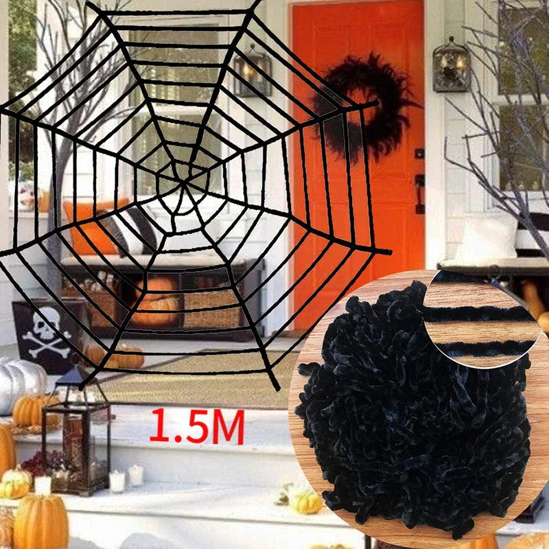 Extra Large Plush Black Spider - Halloween Haunted House Decoration Outdoor Party Prop - ZOOMNSTORE