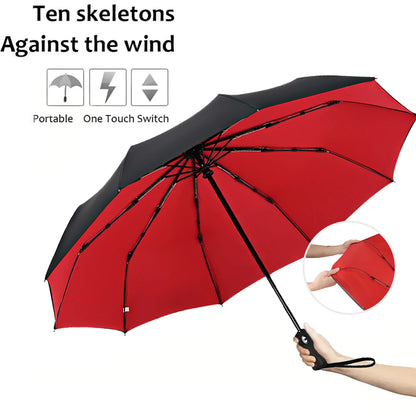 Umbrella Extra Large Ten Bone Large Double Umbrella Triple Large Folding Sunshade Umbrella Men's and Women's Business Umbrella T - ZOOMNSTORE