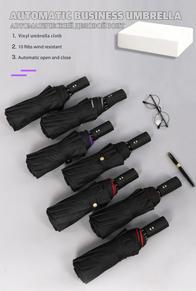 Umbrella Extra Large Ten Bone Large Double Umbrella Triple Large Folding Sunshade Umbrella Men's and Women's Business Umbrella T - ZOOMNSTORE
