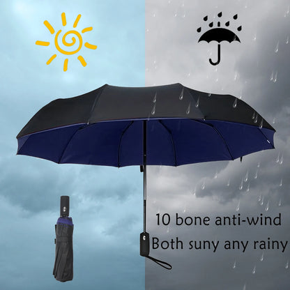 Umbrella Extra Large Ten Bone Large Double Umbrella Triple Large Folding Sunshade Umbrella Men's and Women's Business Umbrella T - ZOOMNSTORE